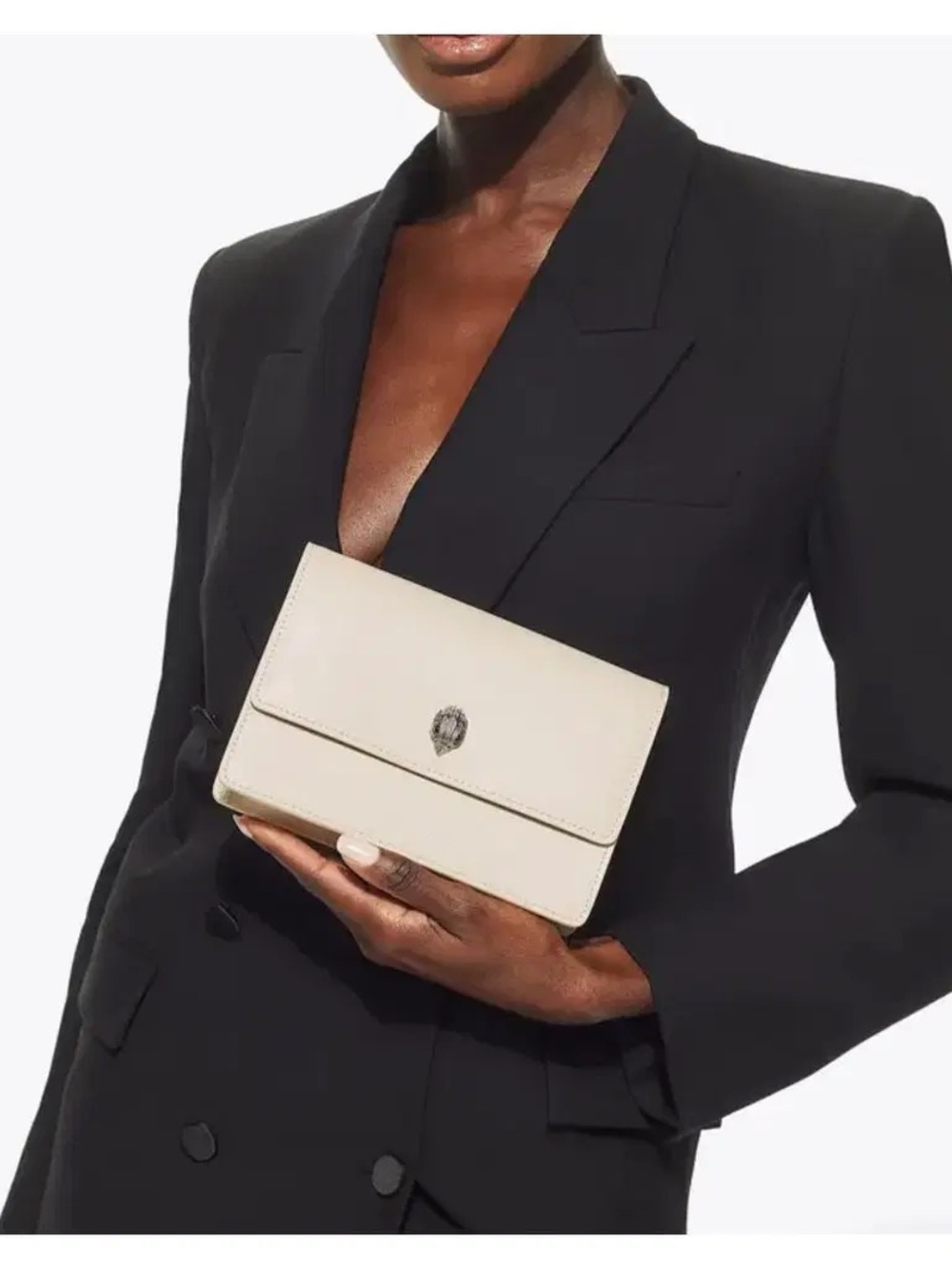 Kurt Geiger Cream Leather Clutch
